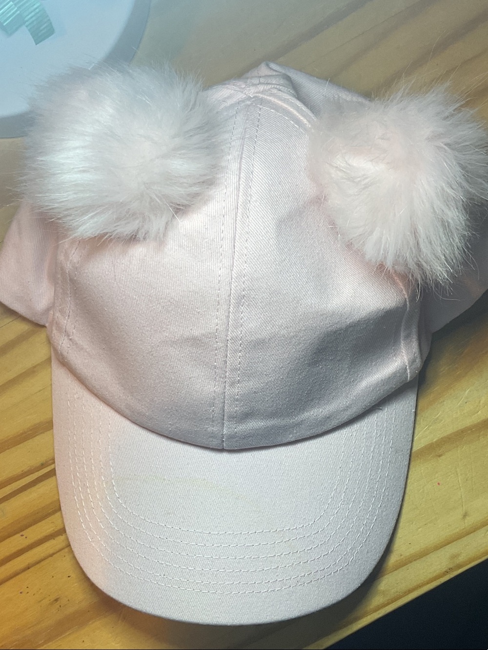 Double Pom Pom Light Pink Cap